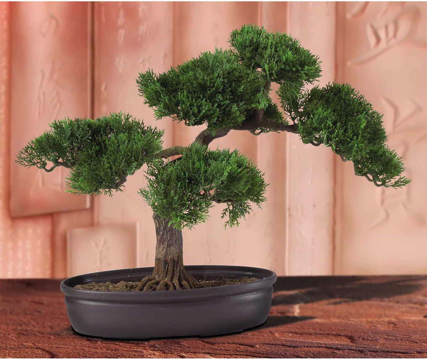 4106 16in. Cedar Bonsai Silk Plant,Green