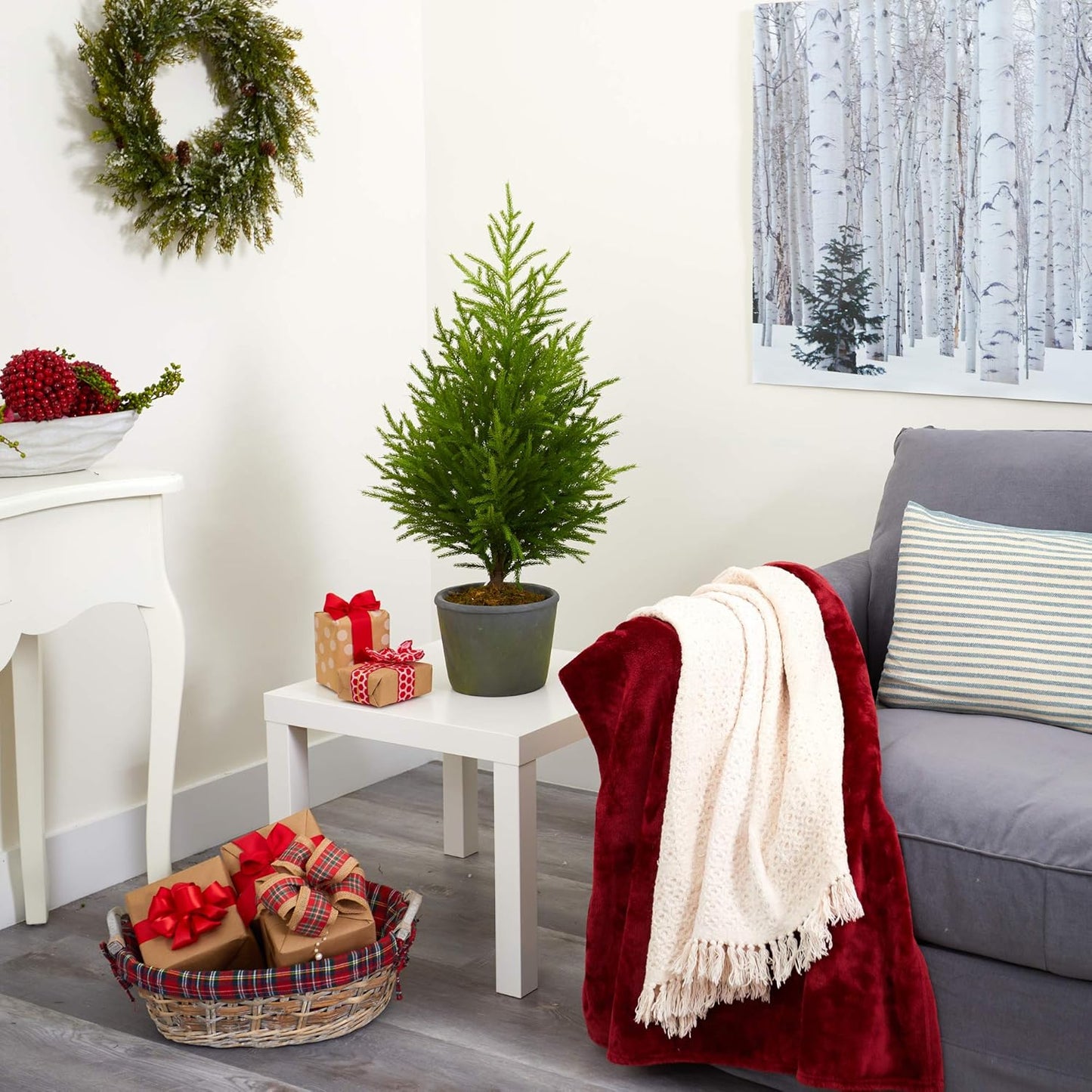 3ft. Norfolk Island Pine Natural Look Artificial Tree in Decorative Planter