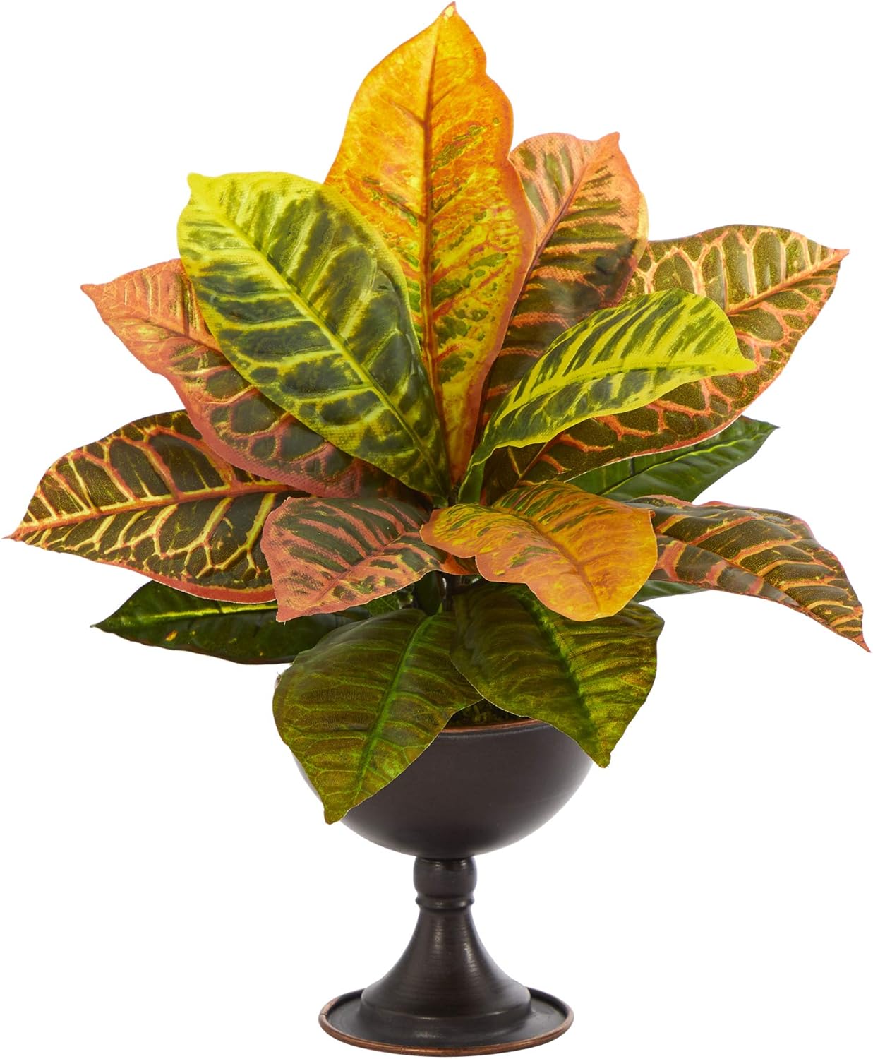 15in. Garden Croton Artificial Plant in Ceramic Planter (Real Touch) No50