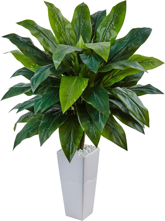 Cordyline Artificial Plant in White Tower Planter