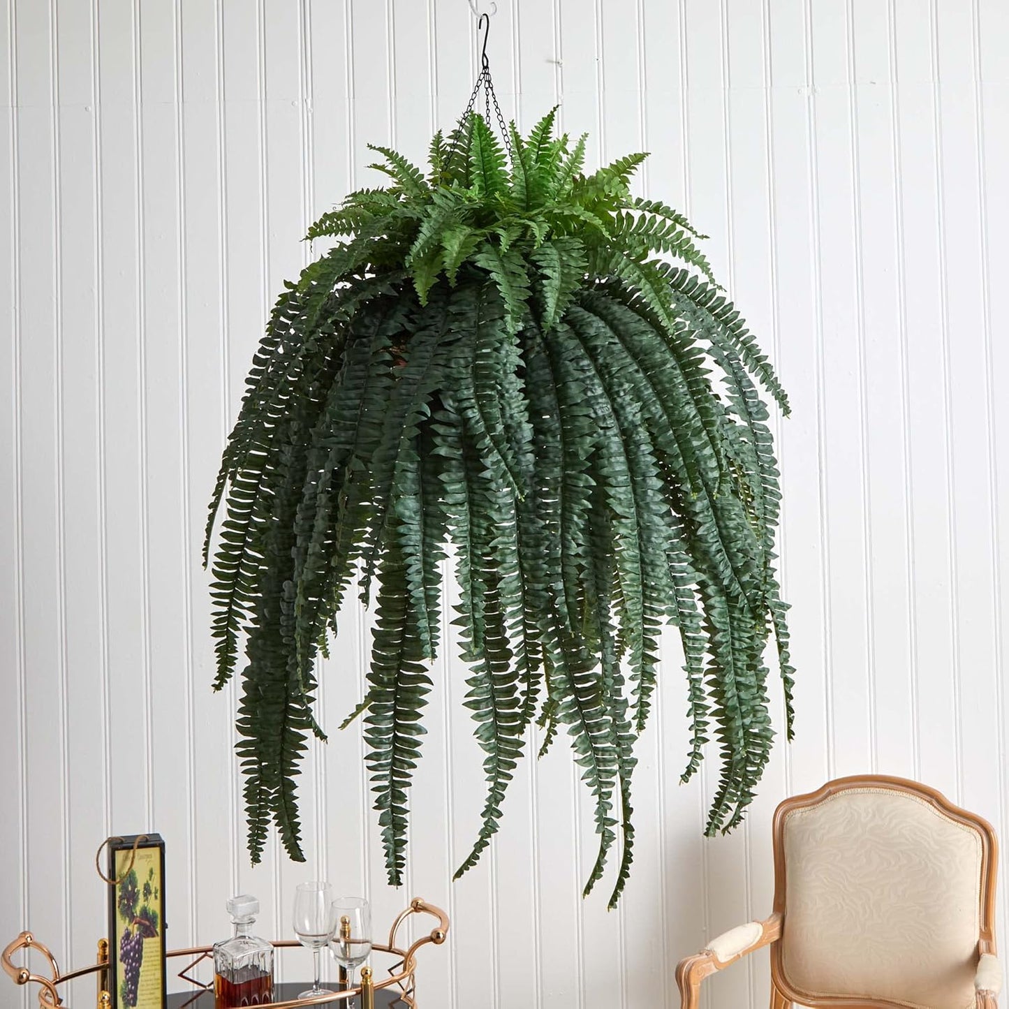 50in. Giant Boston Fern Artificial Plant in Hanging Cone