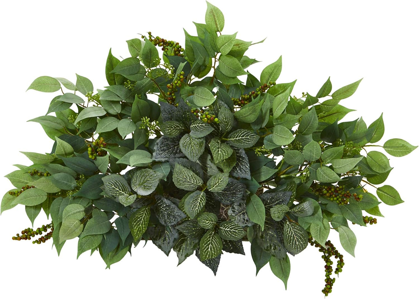 20in. Mixed Ficus and Fittonia Artificial Ledge Plant