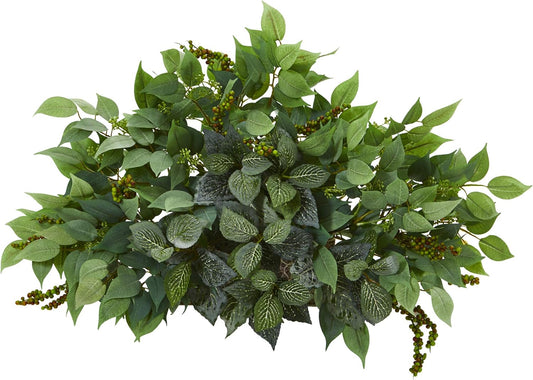20in. Mixed Ficus and Fittonia Artificial Ledge Plant