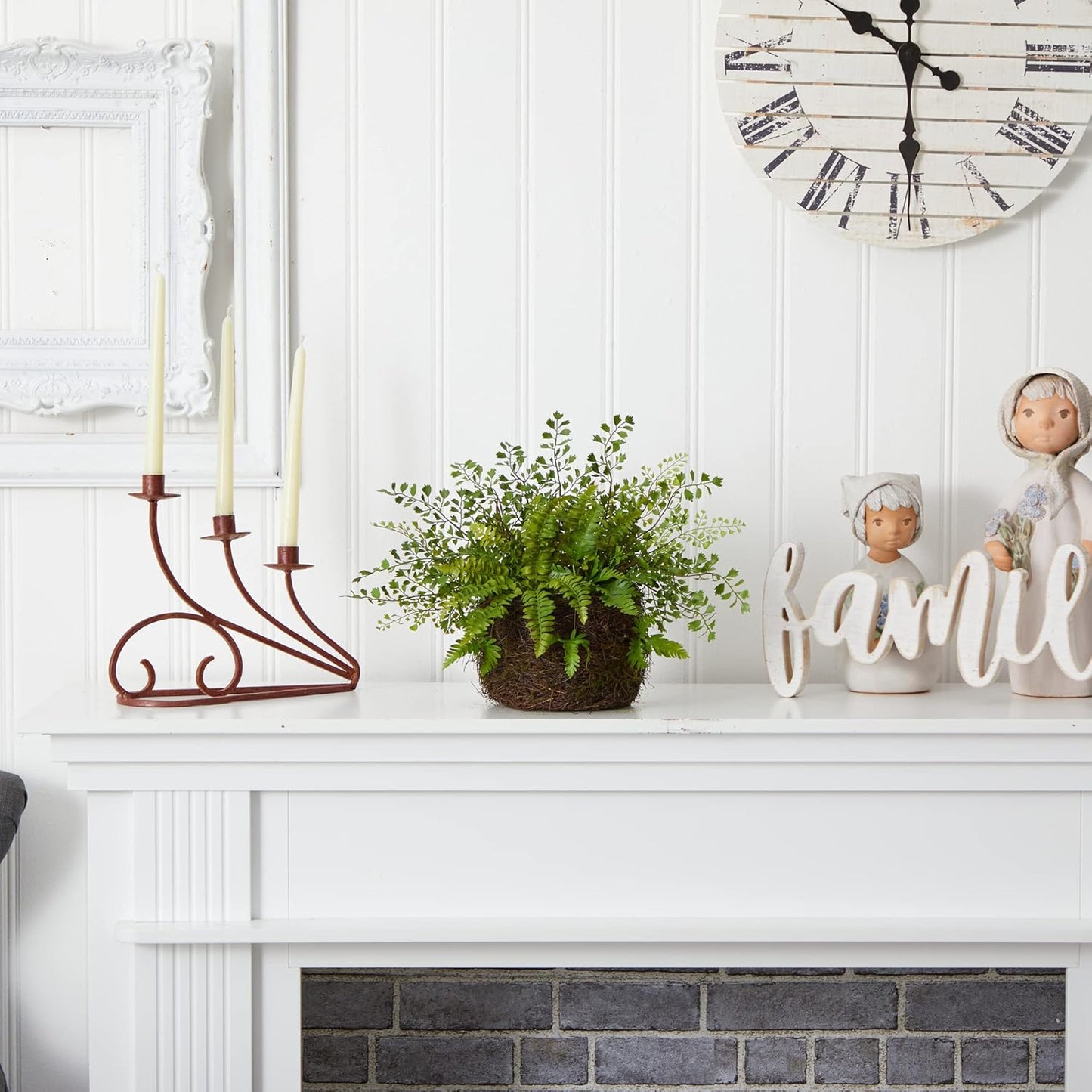 Mixed Fern with Twig and Moss Basket