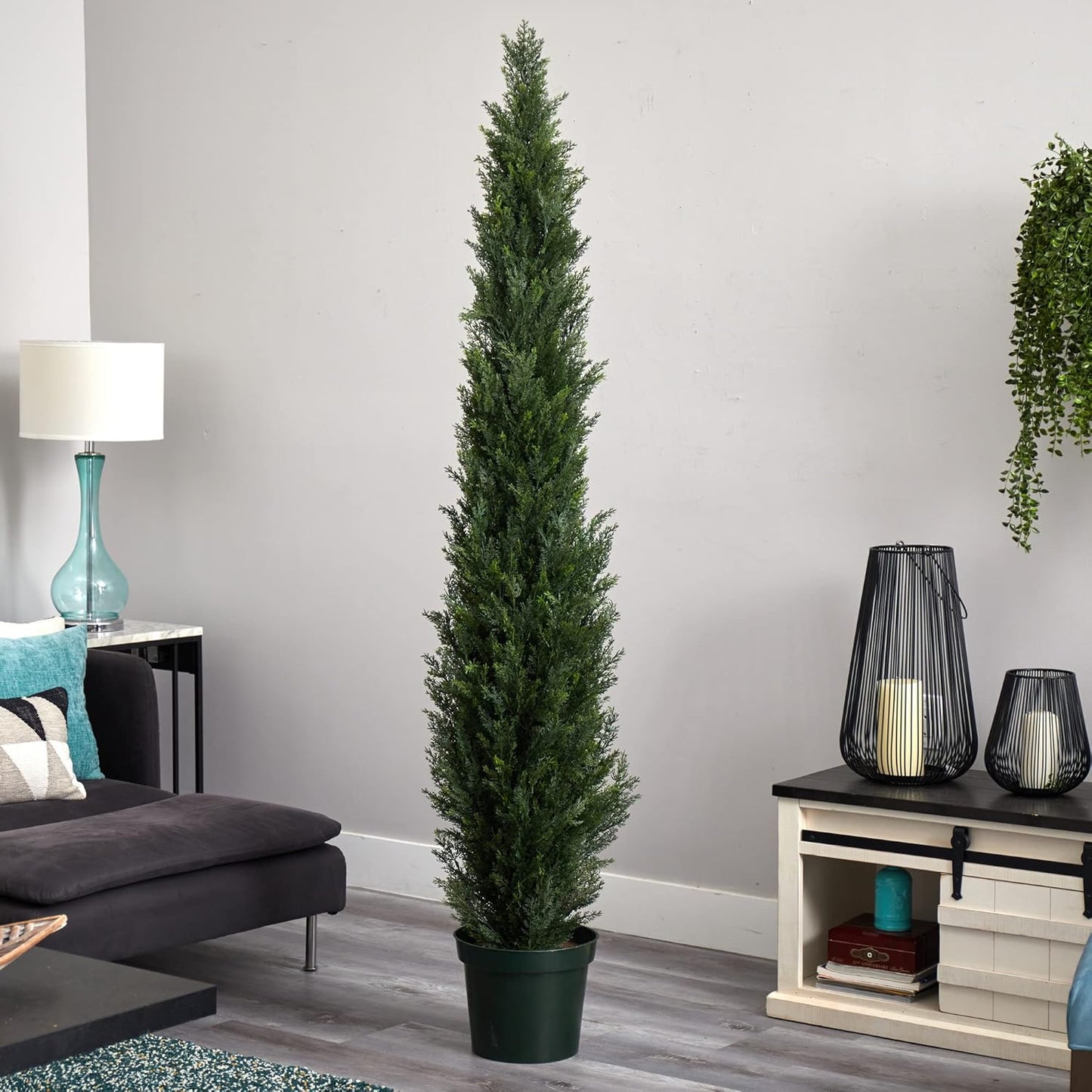 7ft. Mini Cedar Pine Tree with 3614 Tips in 12in. Pot (Two Tone Green)