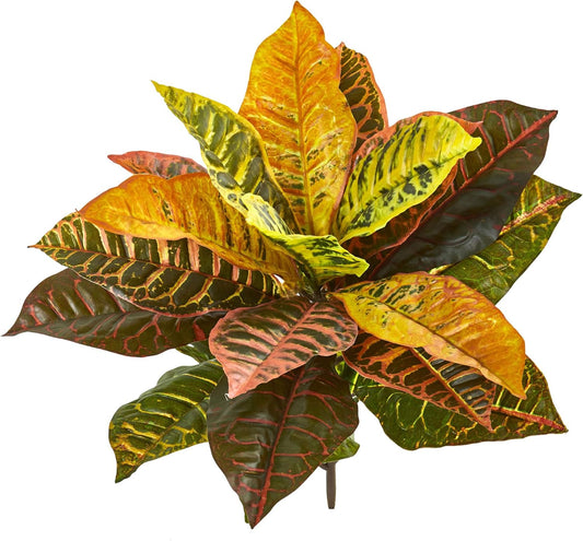 21” Garden Croton Artificial (Real Touch) (Set of 4) Silk Plants, Mixed