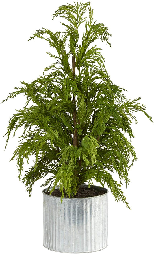 20in. Cedar Pine Natural Look Artificial Tree in Decorative Planter