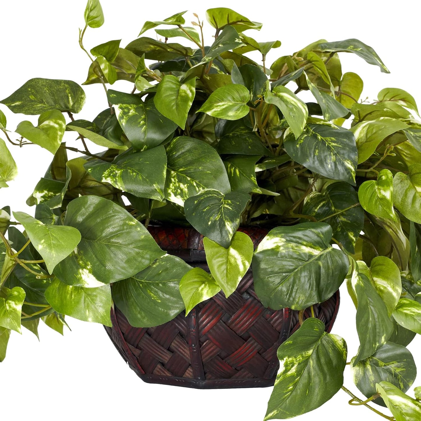 6681 15in. Pothos with Decorative Vase Silk Plant,Green,17.5" x 10.125" x 10.125" No50