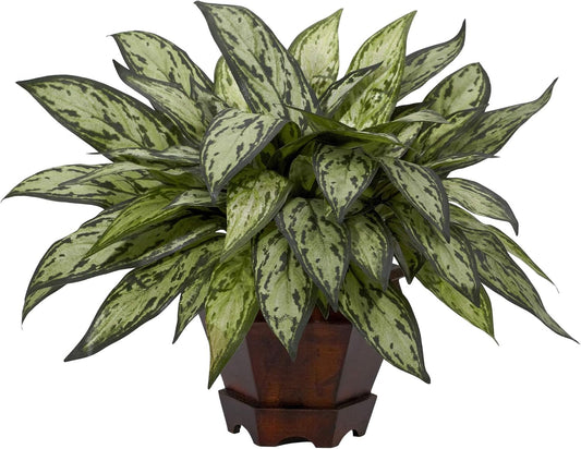 Triple Silver Queen with Hexagon Vase Silk Plant, 6.75 x 6.75 x 22.5 No50