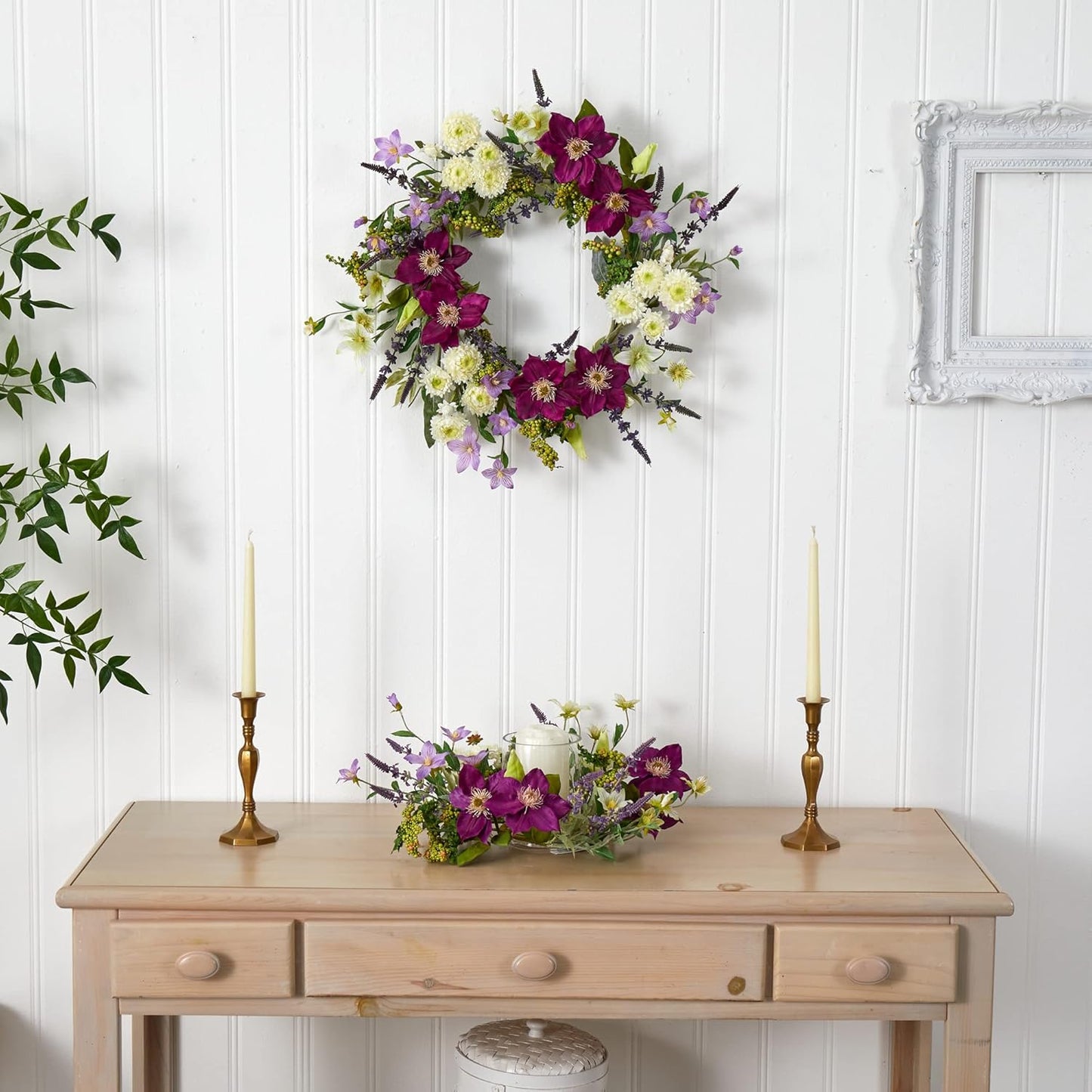 22-in. Mixed Flower Artificial Wreaths Purple