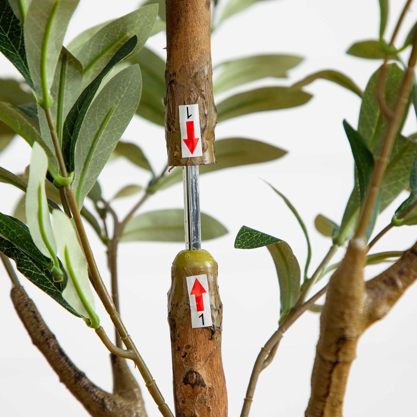 5FT Tall Silk Faux Olive Tree for Home and Office Decor, Fake Potted Tree with Natural Wood Trunk, Realistic Branches and Lifelike Frui No50