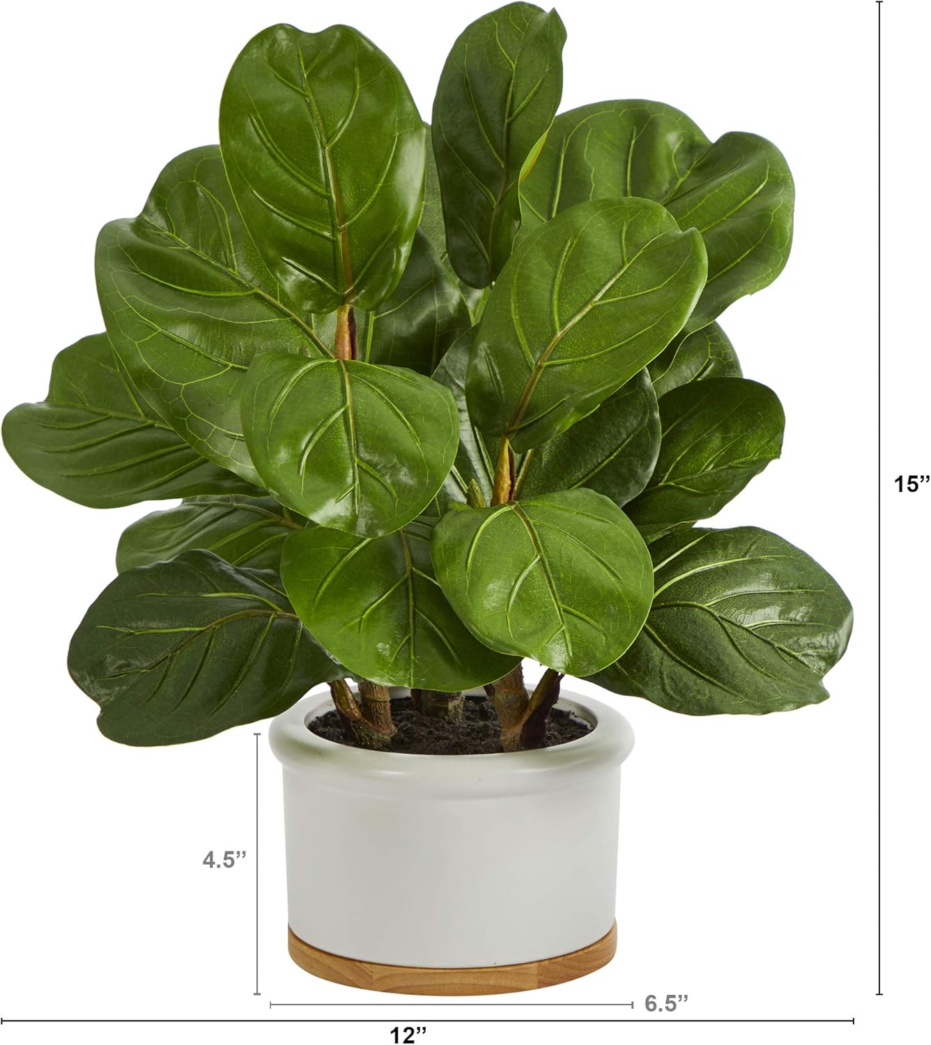 15in. Fiddle Leaf Artificial Tree in White Planter