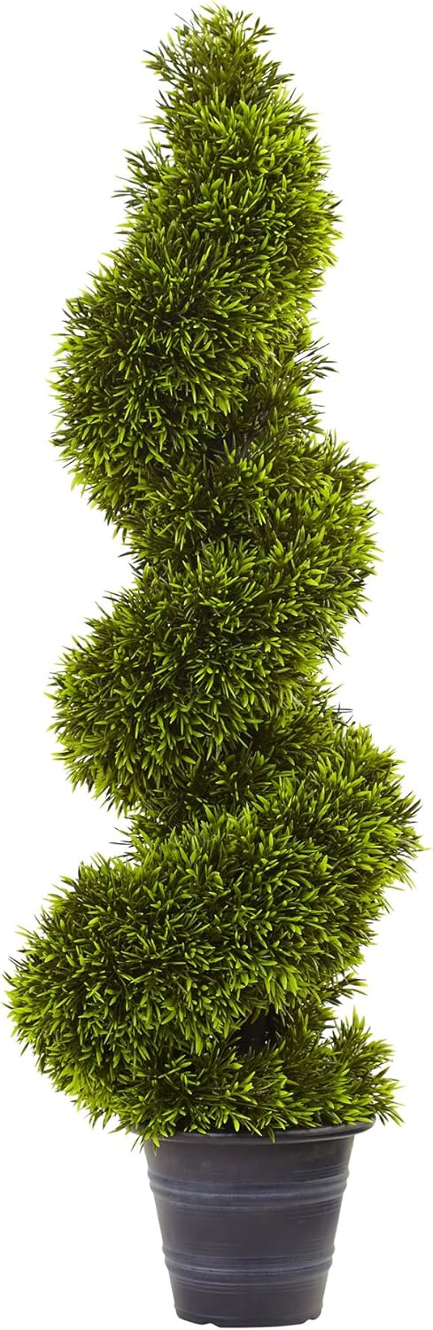 3ft. Grass Spiral Topiary with Deco Planter, Green