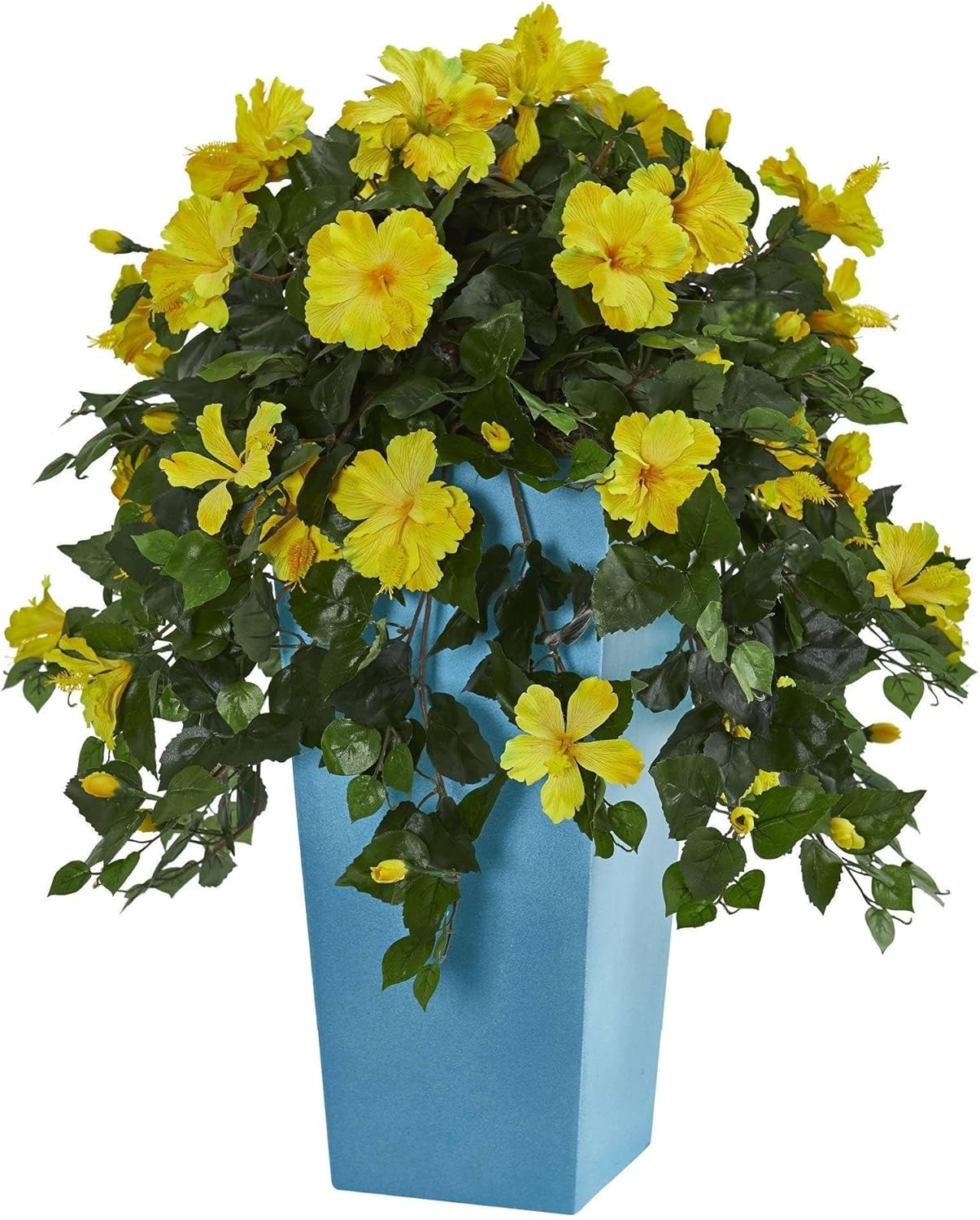 Hibiscus Artificial Plant in White Tower Planter No50