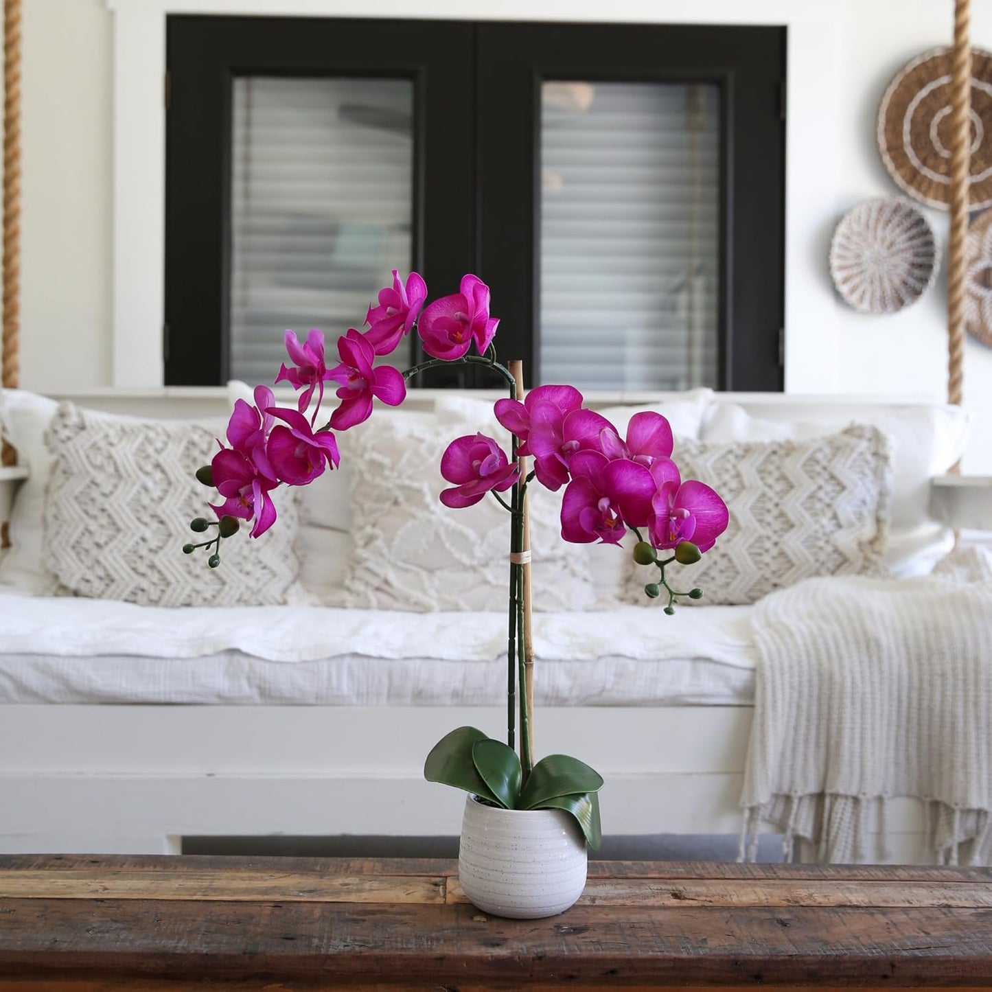 19in. Artificial Purple Orchid with Decorative Vase