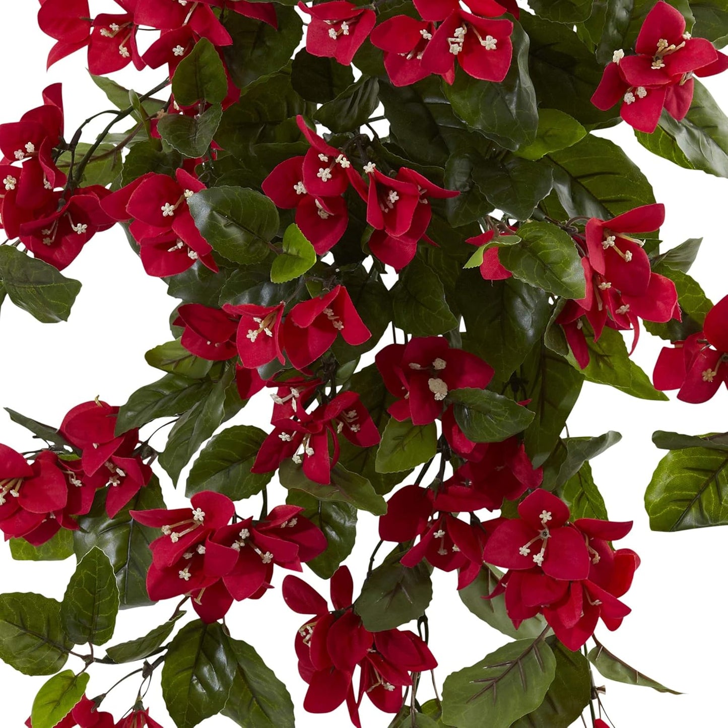 28” Bougainvillea Hanging Bush Artificial (Set of 2) UV Resistant (Indoor/Outdoor) Silk Plants Red