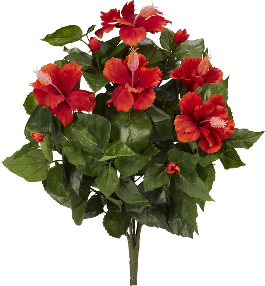 20” Hibiscus (Set of 4) Artificial Plant, Red
