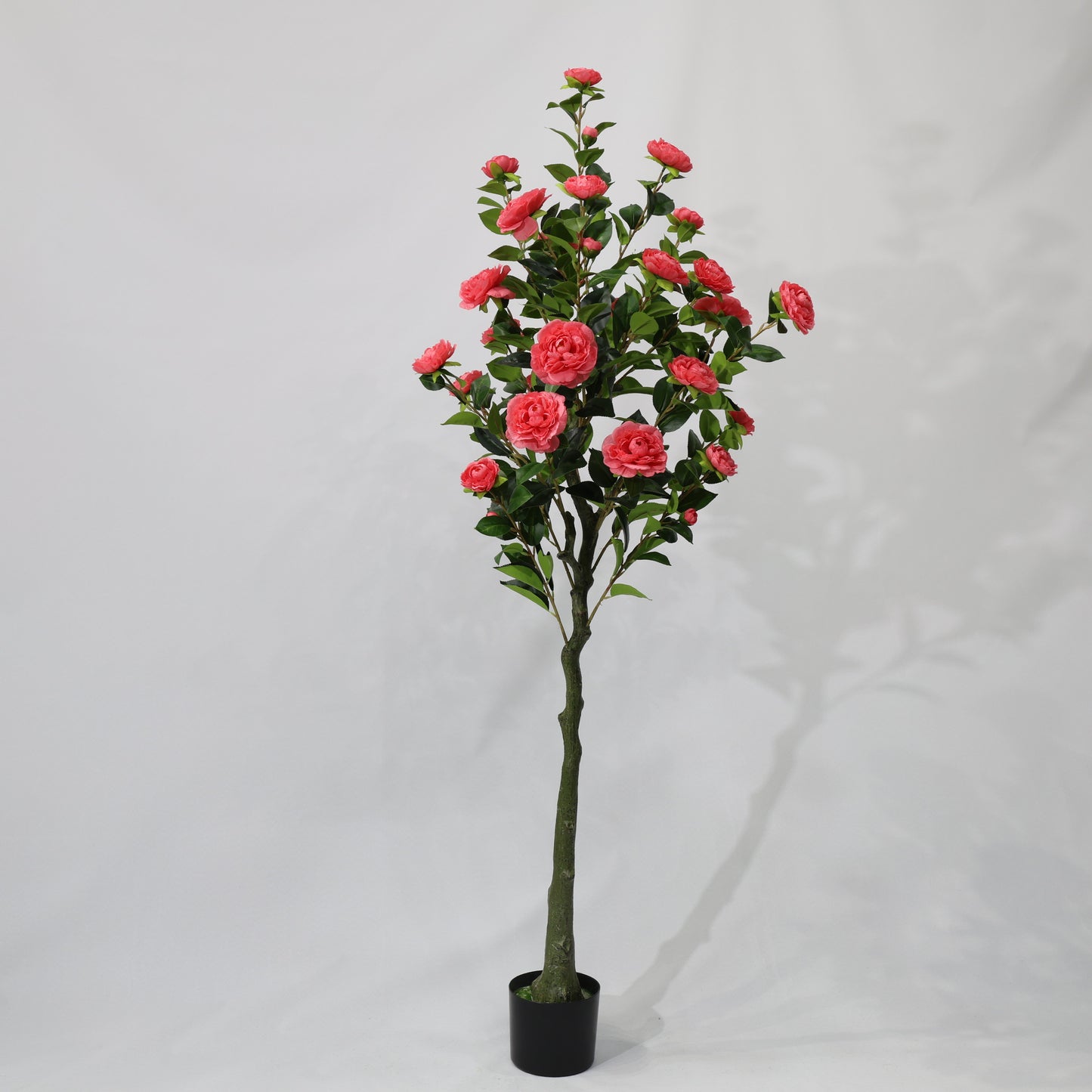 150cm Artificial Camellia Tree Red Blooms Non-Detachable Faux Plant
