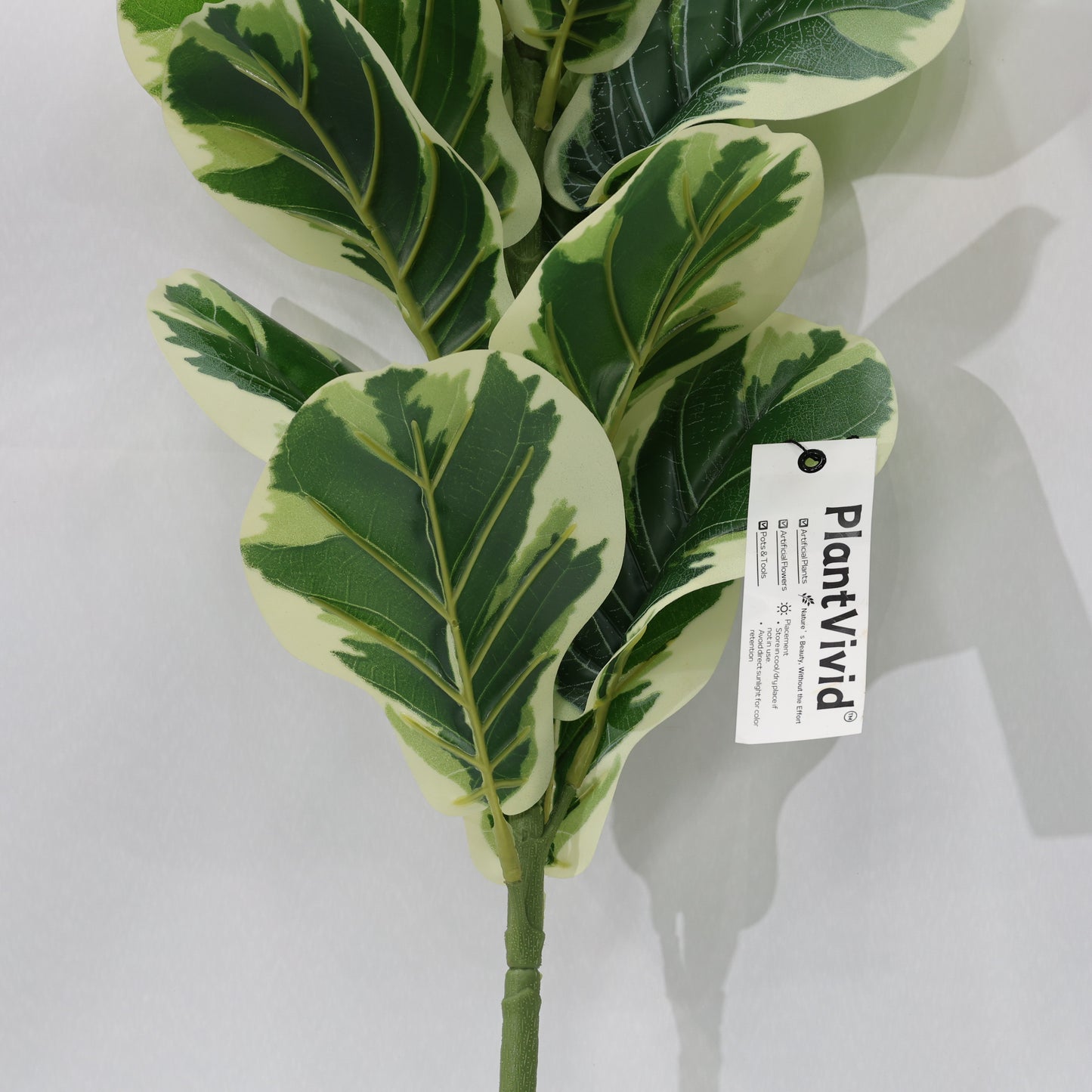 76cm Artificial Fiddle Leaf Fig White-Edged Lifelike Leaves Faux Plant