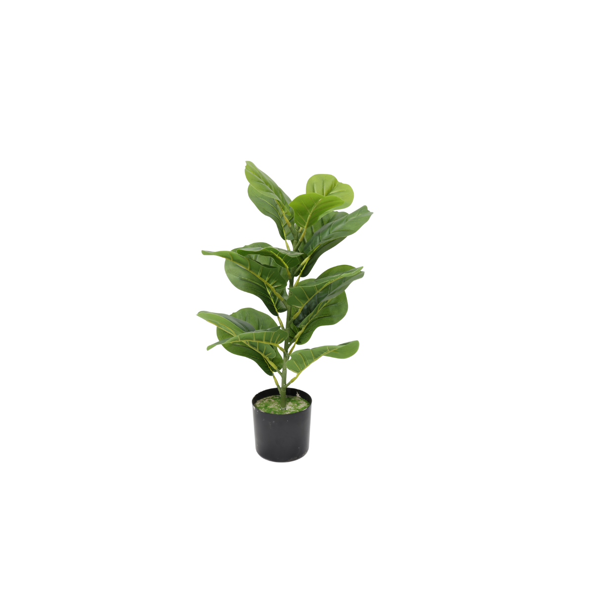 Ficus Lyrata Mini Artificiale 55cm con 16 Grandi Foglie Verdi Scuro, Pianta Finta in Vaso per Decorazione Tavolo Natale