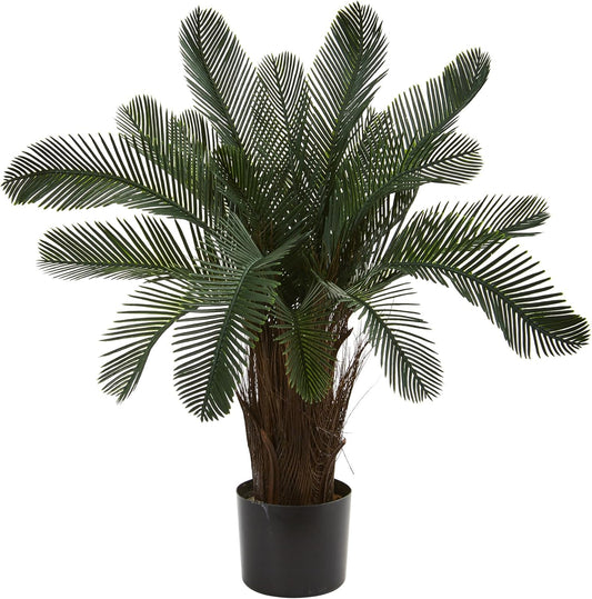 Nearly Natural Artificial, UV Resistant 2’ Cycas Tree (Indoor/Outdoor), Green 28" Dx28 Wx2'H