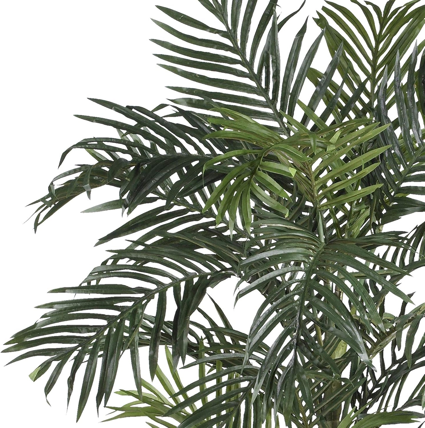 Nearly Natural 6.5FT Artificial Golden Cane Palm Tree, Fake Palm Tree with Three Realistic Trunks and 333 Lifelike Palm Leaves, Faux Palm Plant for In