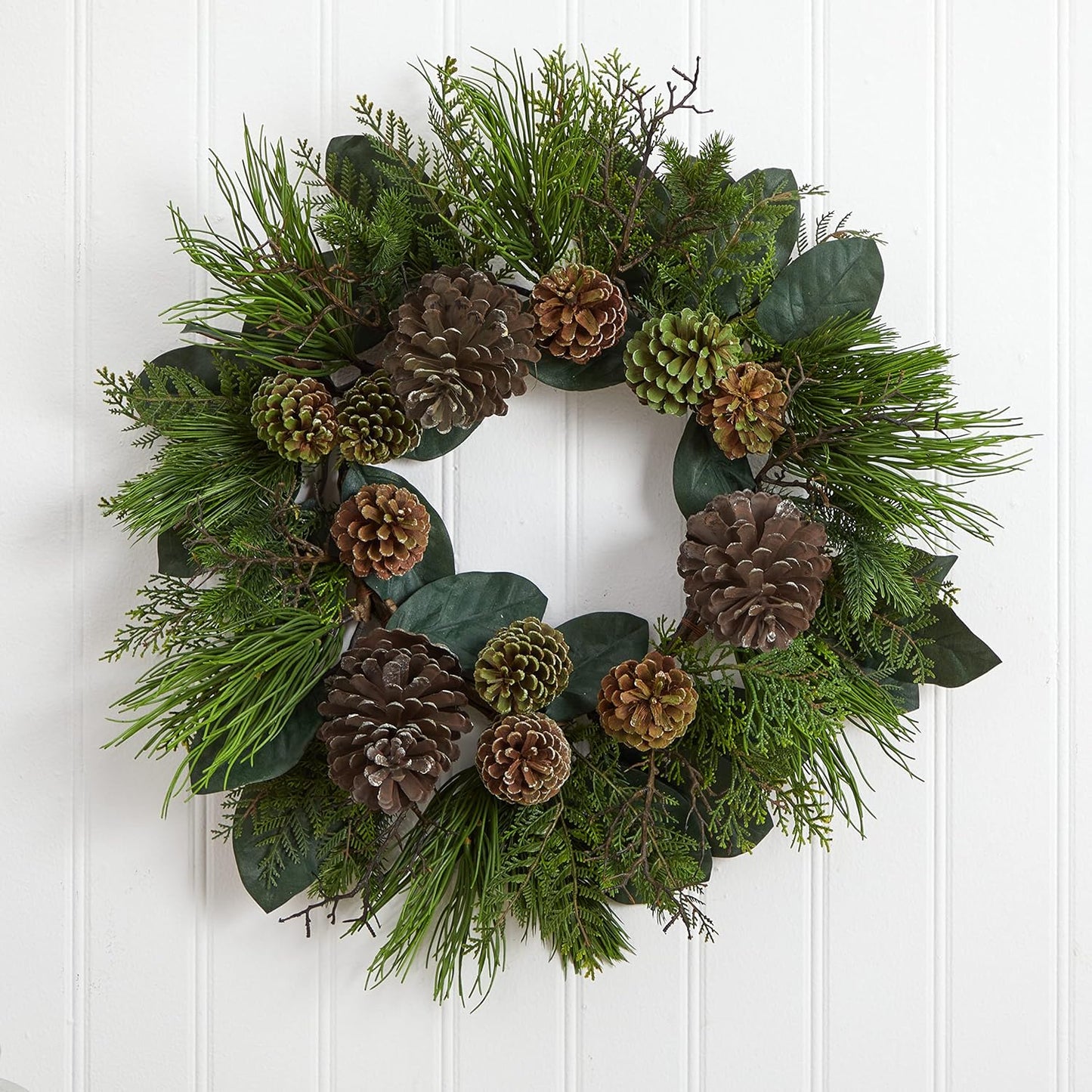 4198 28" Pine Cone & Pine Artificial Wreath Green
