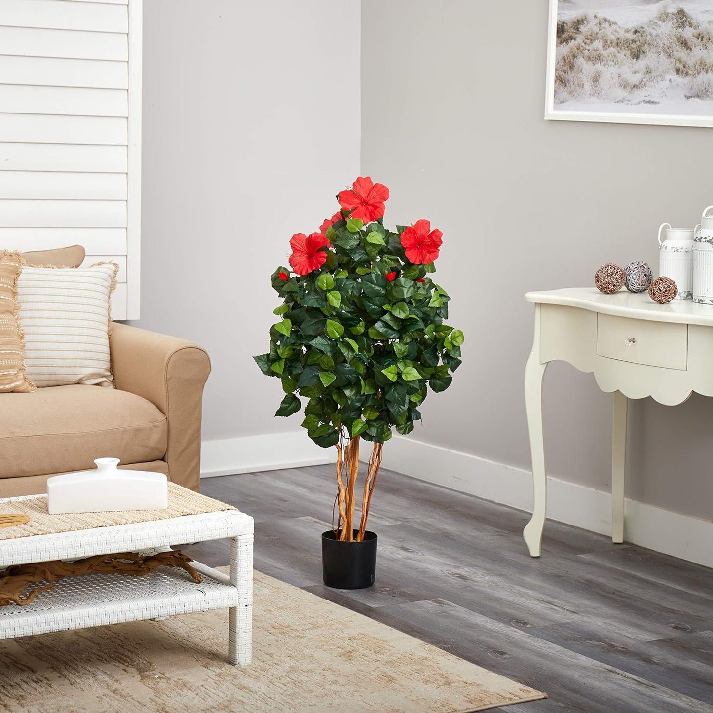 4’ Hibiscus Artificial Tree, 4ft, Green