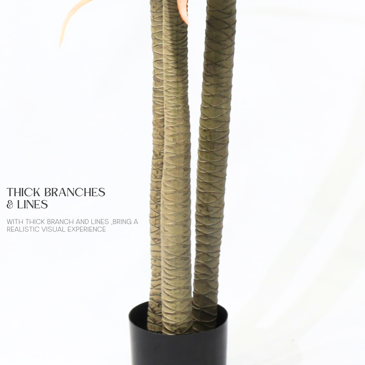 Pianta di Drago Artificiale (Corn Plant) 180cm con 3 Tronchi, Pianta Finta Tropicale in Vaso per Decorazione Ufficio e Casa Natale