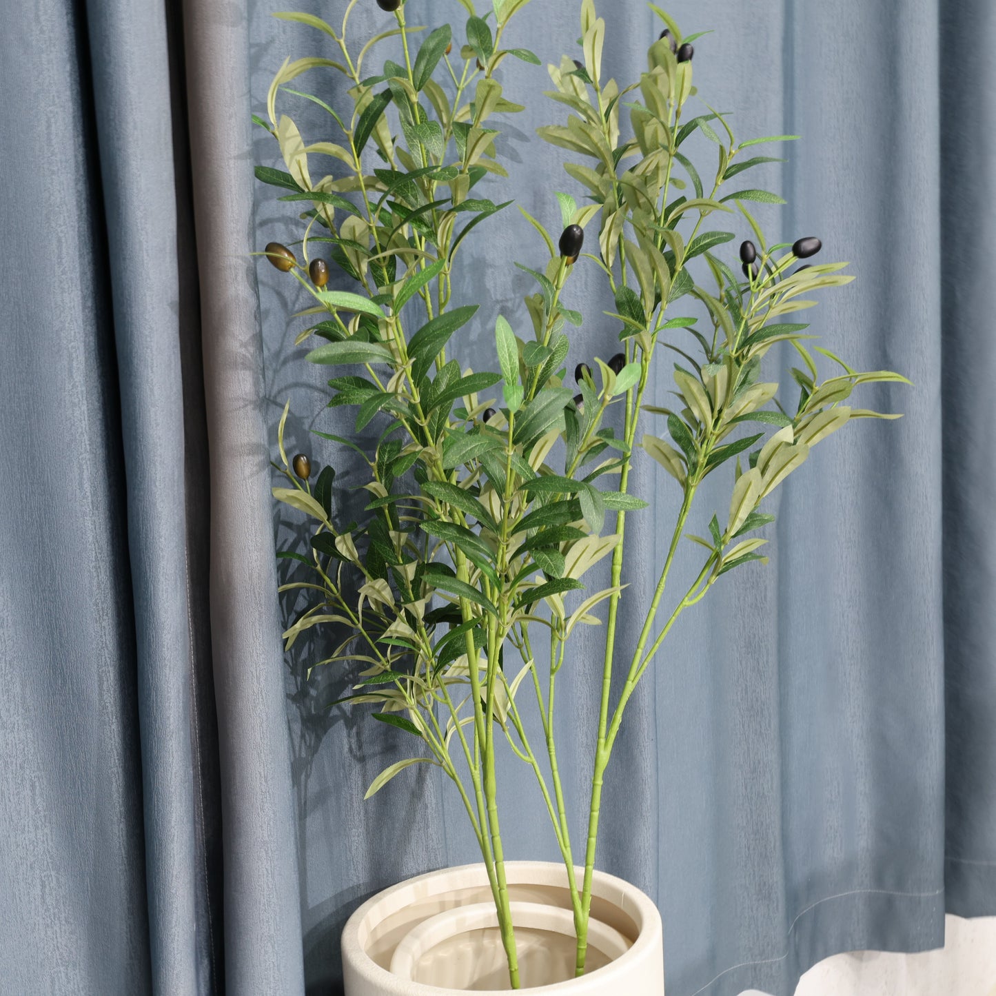 2 Pcs 100cm Artificial Olive Branches Green UV-Resistant Faux plant