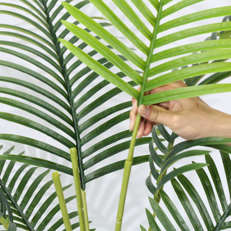 Τεχνητός Φοίνικας Areca 120cm με 9 Πράσινα Φύλλα, Ψεύτικο Φυτό Τροπική Διακόσμηση, Γραφείο, Σπίτι,