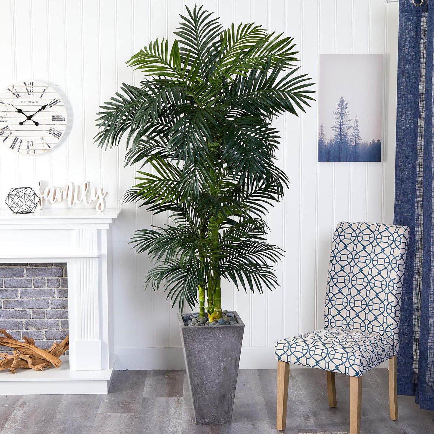 7ft. Golden Cane Artificial Palm Tree in Cement Planter