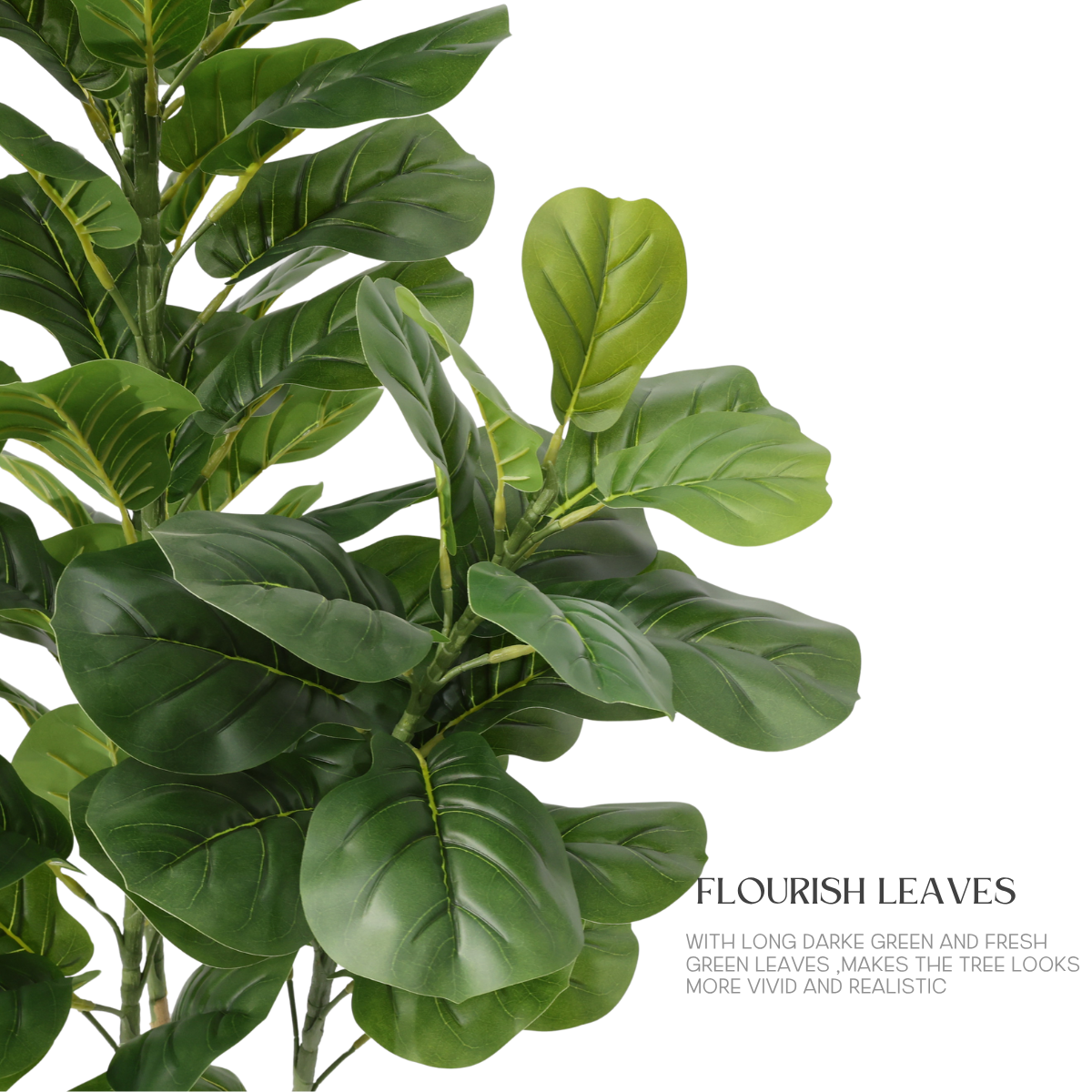 Ficus Lyrata Artificiale 170cm con 4 Tronchi e Grandi Foglie Verdi Scuro, Pianta Finta in Vaso per Decorazione Casa Ufficio Natale