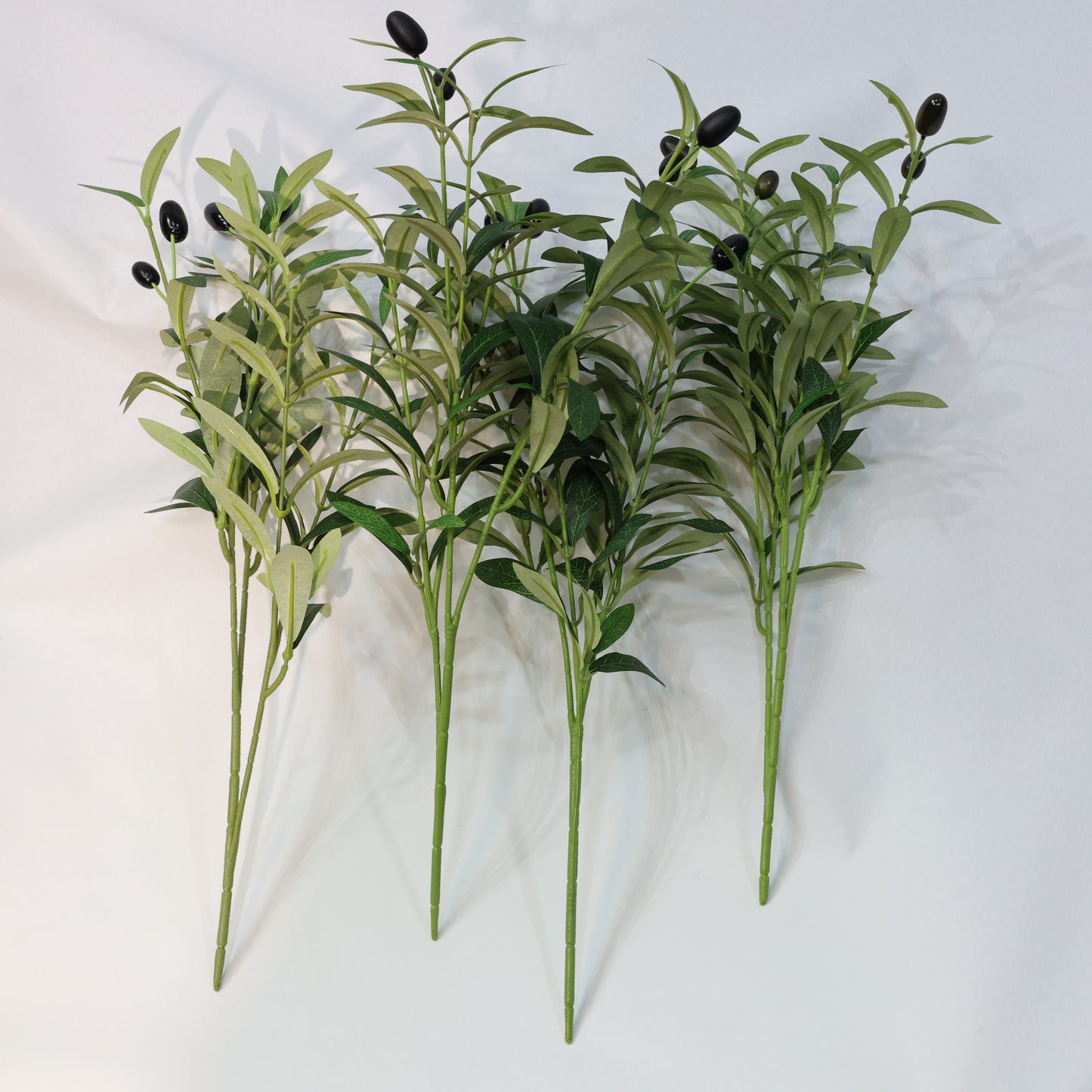 4 Pcs 45cm Artificial Olive Branches Bendable Stems UV-Resistant Faux Greenery