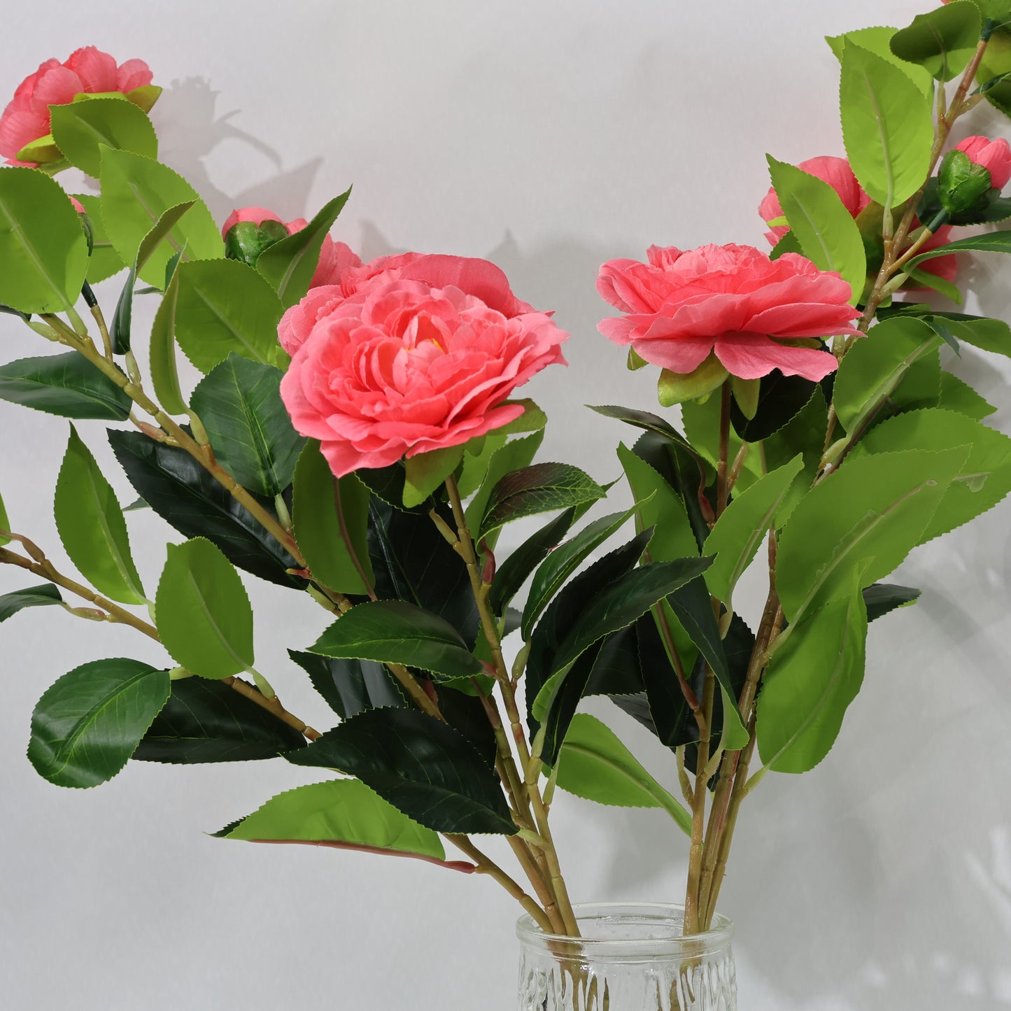 3Pcs Lush 60CM Red Artificial Camellia Bouquet Faux lifelike Flower