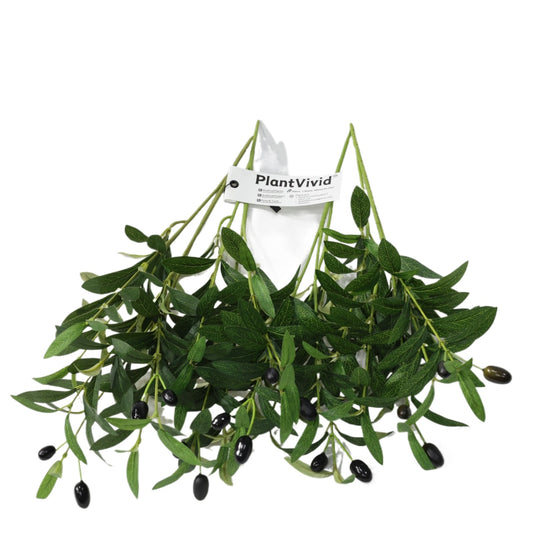 4 Pcs 45cm Artificial Olive Branches Bendable Stems UV-Resistant Faux Greenery