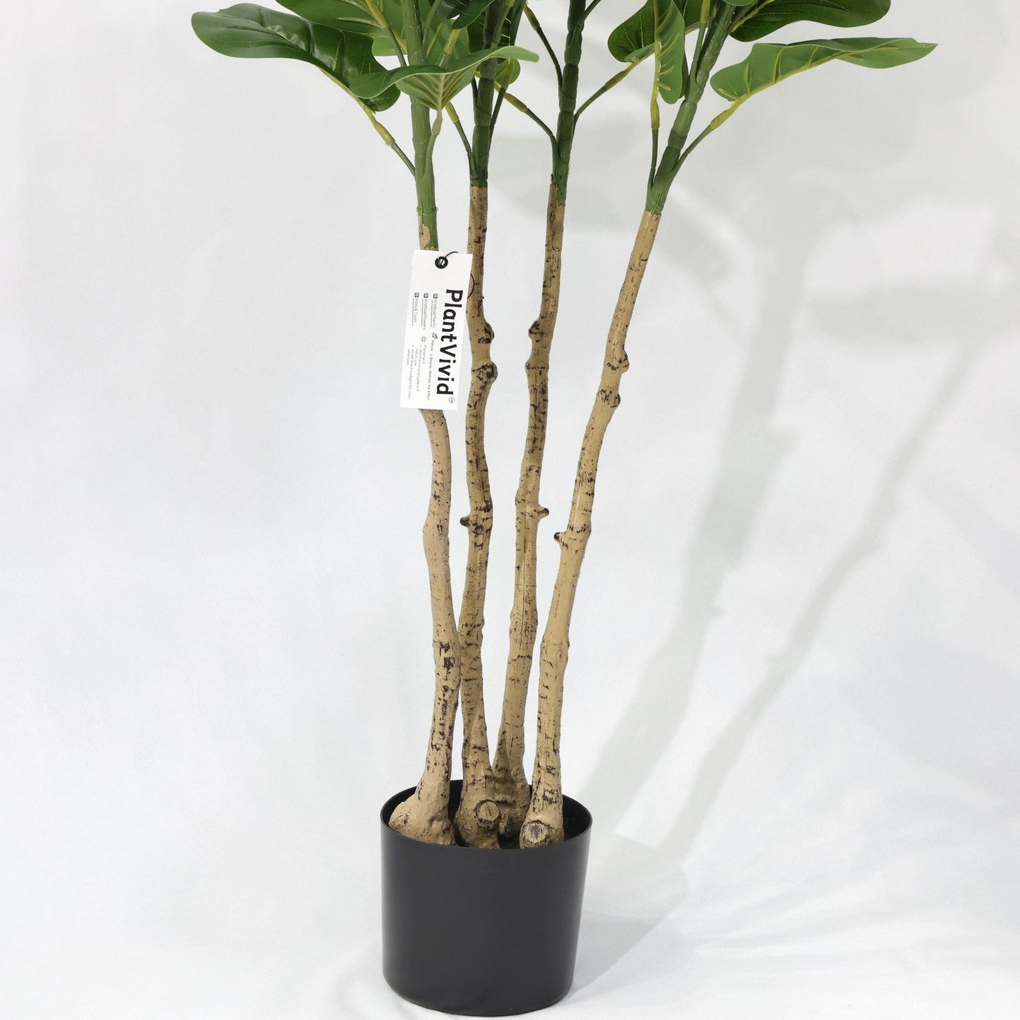 Ficus Lyrata Artificiale 170cm con 4 Tronchi e Grandi Foglie Verdi Scuro, Pianta Finta in Vaso per Decorazione Casa Ufficio Natale