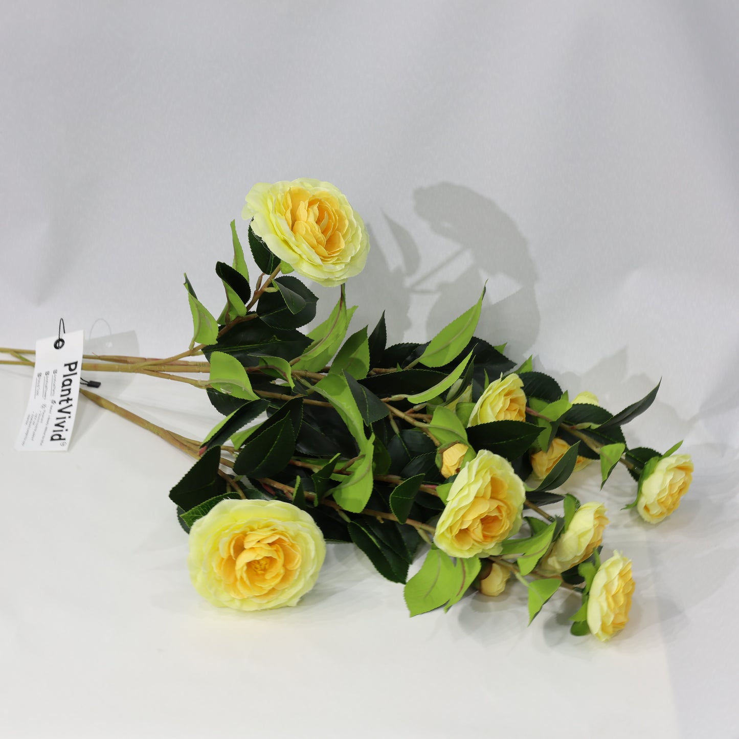 3 Pcs 60cm Faux leaf gradient yellow artificial camellia bouquets wedding decor