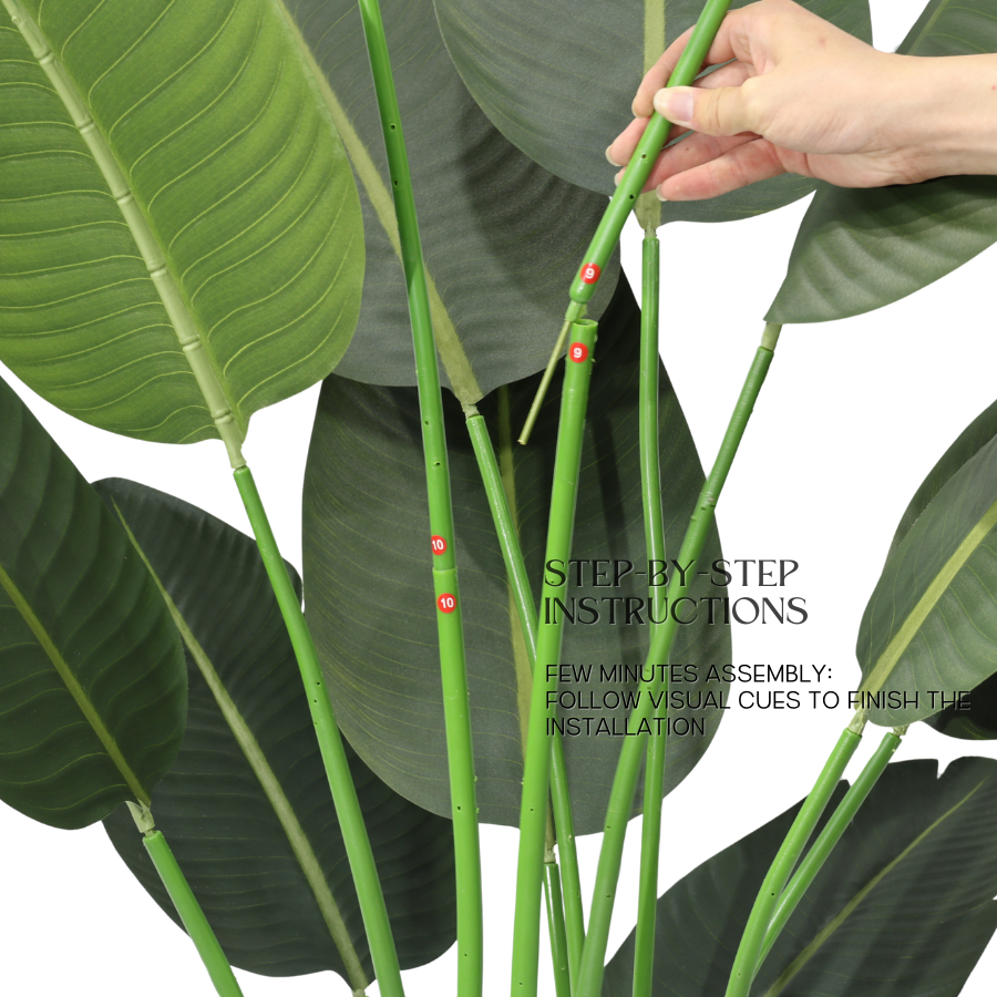 Τεχνητή Strelitzia Reginae 180cm με μεγάλα σκούρα πράσινα φύλλα, αφαιρούμενο τροπικό ψεύτικο δέντρο χριστουγεννιάτικες διακοσμήσεις καταστημάτων