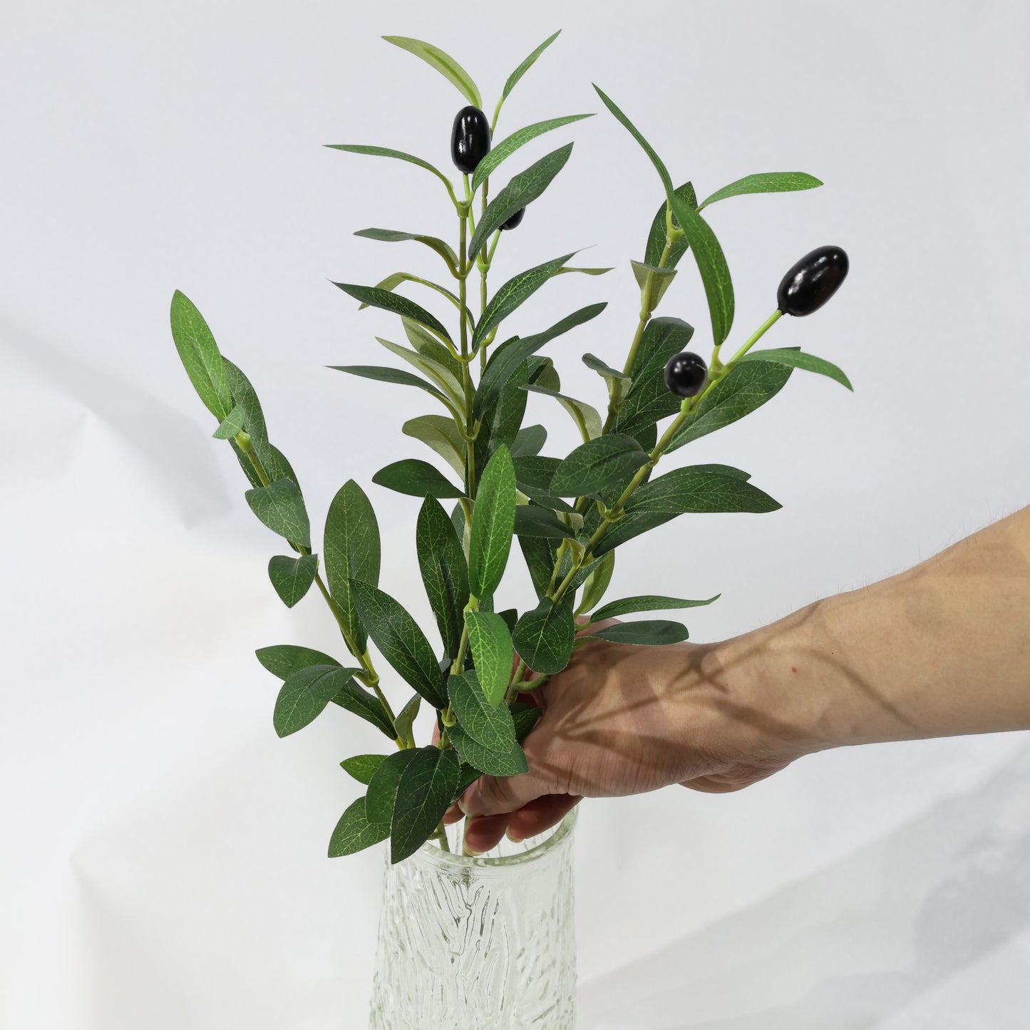 4 Pcs 45cm Artificial Olive Branches Bendable Stems UV-Resistant Faux Greenery