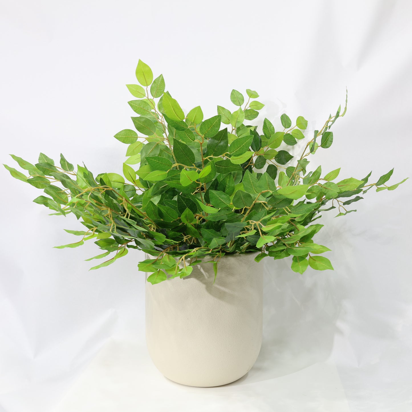 12 Pcs 55cm Artificial Ficus Leaves Stems Plastic Plant lifelike Leaf