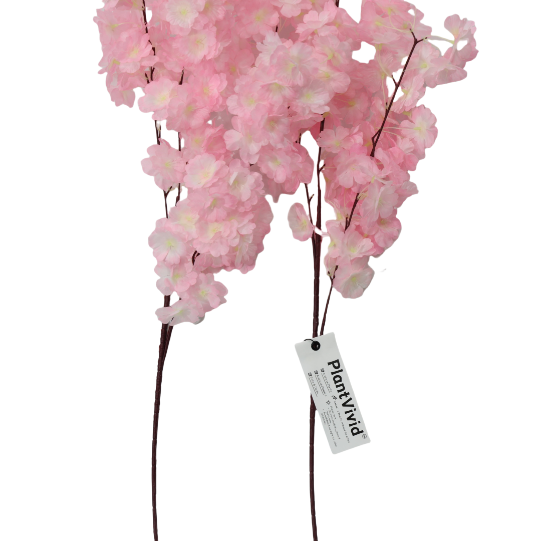 2 Pcs 95cm pink plastic artificial cherry blossom branches