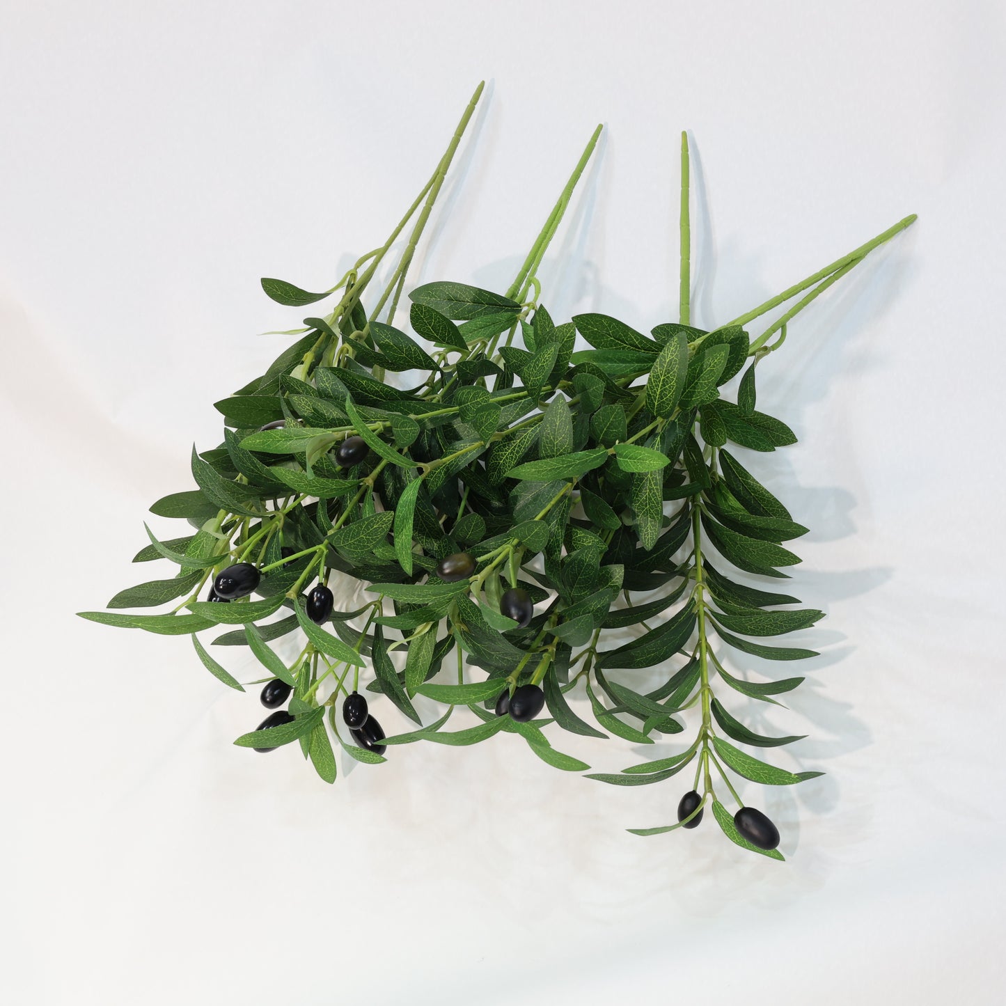 4 Pcs 45cm Artificial Olive Branches Bendable Stems UV-Resistant Faux Greenery