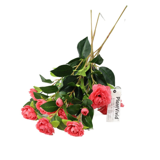 3Pcs Lush 60CM Red Artificial Camellia Bouquet Faux lifelike Flower