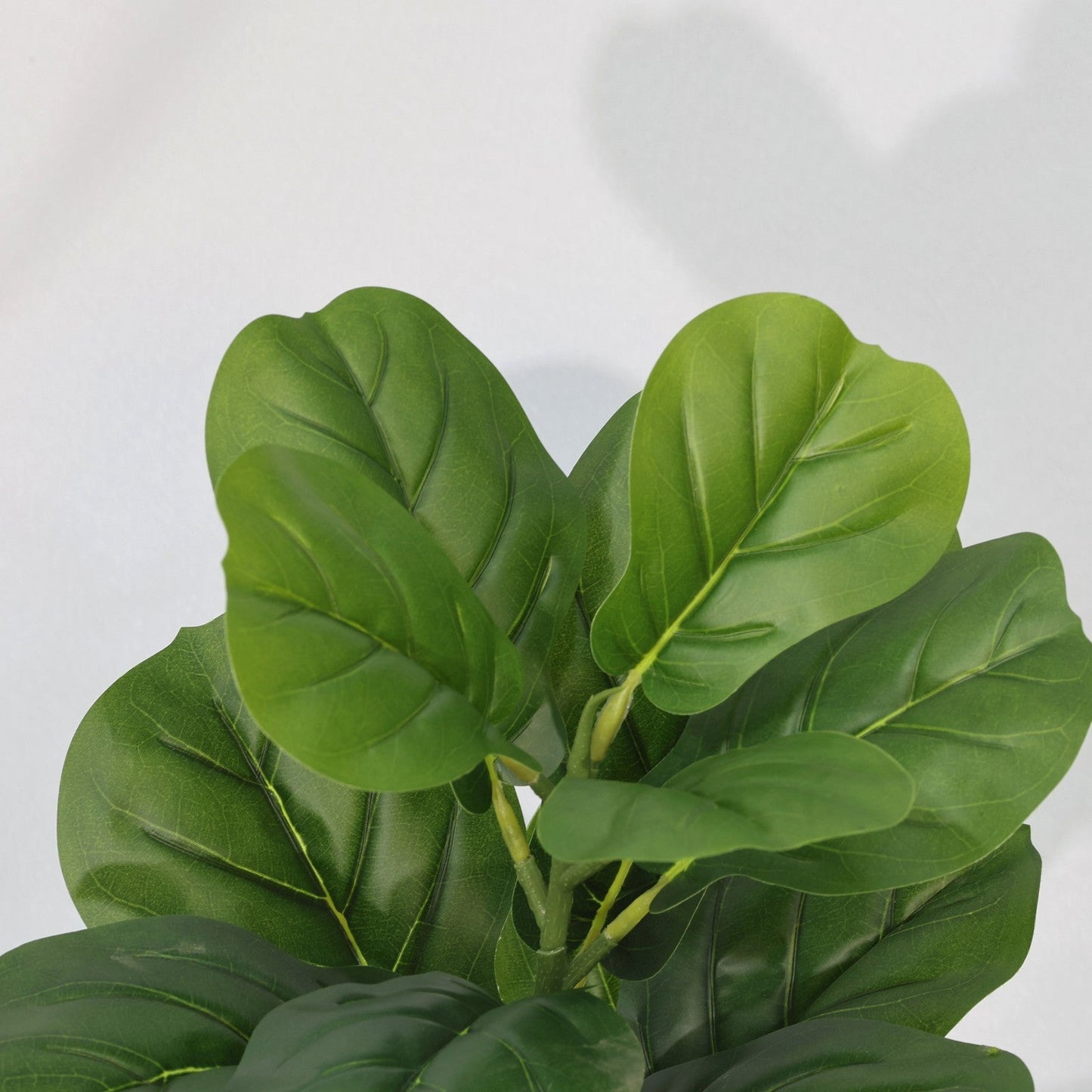 Ficus Lyrata Mini Artificiale 55cm con 16 Grandi Foglie Verdi Scuro, Pianta Finta in Vaso per Decorazione Tavolo Natale