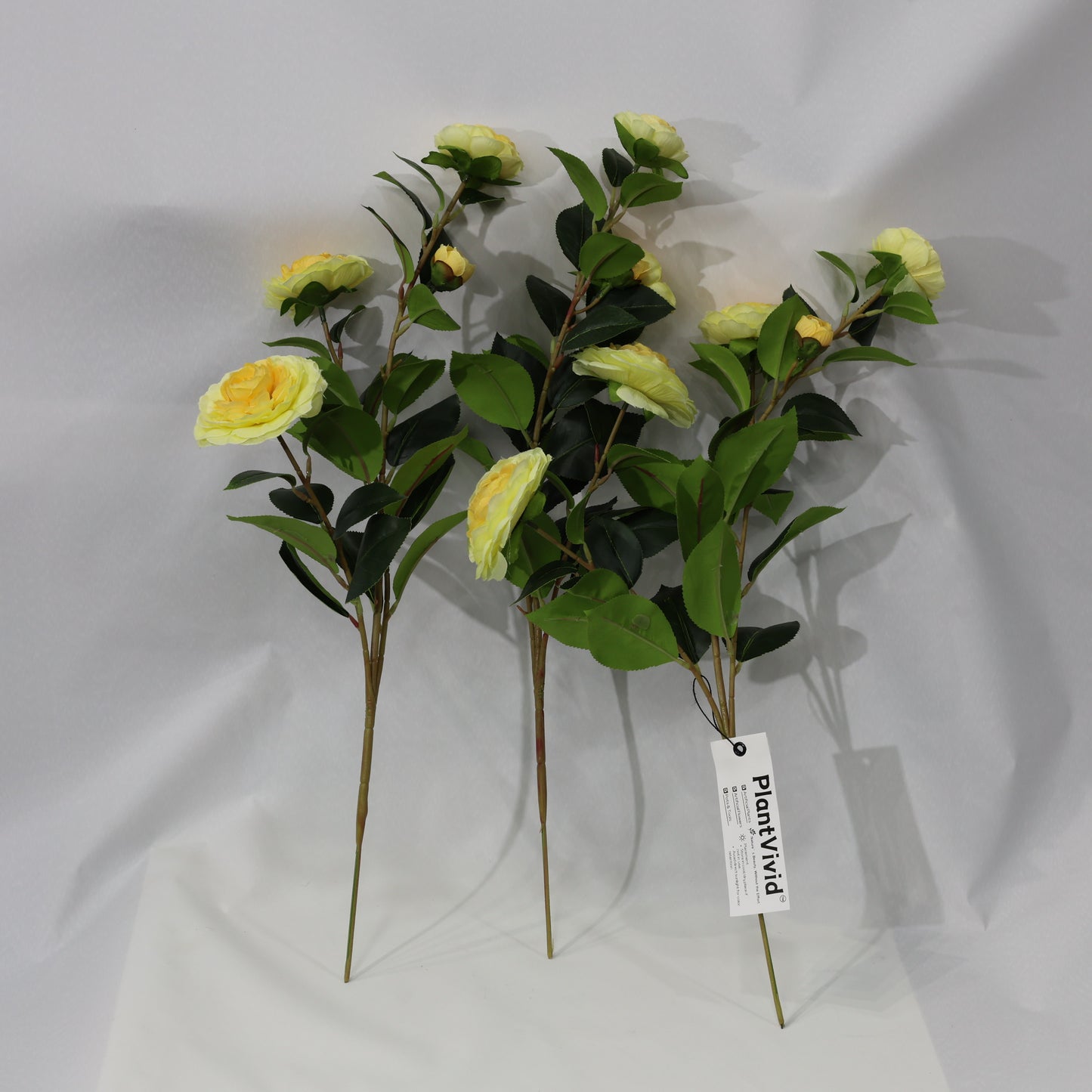 3 Pcs 60cm Faux leaf gradient yellow artificial camellia bouquets wedding decor