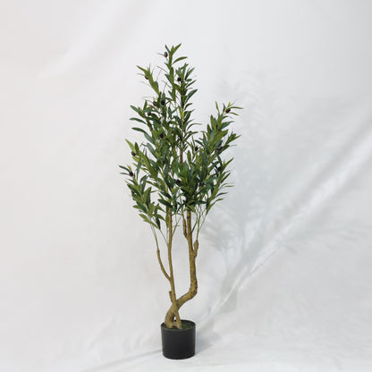 120cm Curved Trunk Artificial Olive Tree Detachable Potted Green Tree
