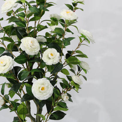 150cm Artificial Camellia Tree White Blooms Non-Detachable Faux Plant