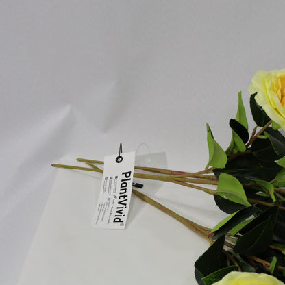 3 Pcs 60cm Faux leaf gradient yellow artificial camellia bouquets wedding decor
