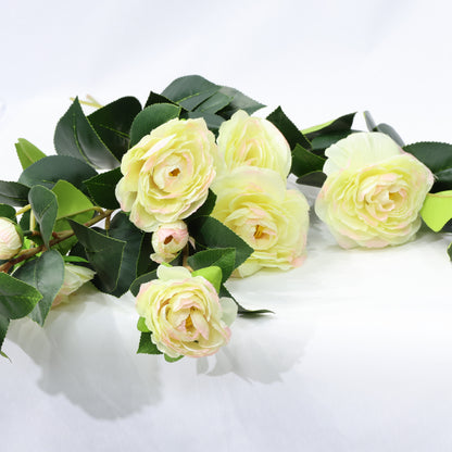 3 Pcs 60cm Dense leaf Gradient Yellow pink Artificial Camellia Bouquet